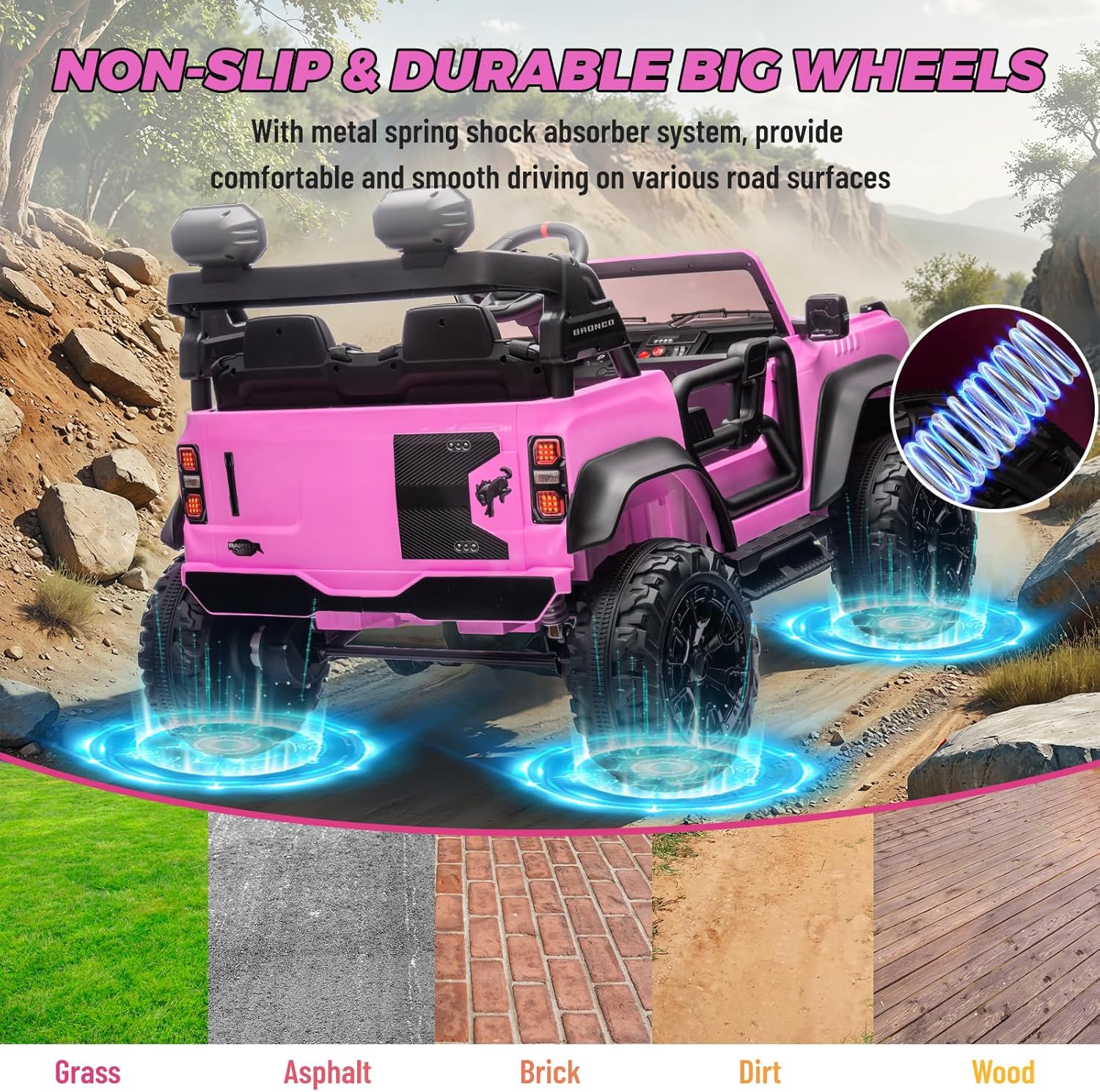 Bronco Raptor Two-Seater Ride-On Car Truck Toy Blue
