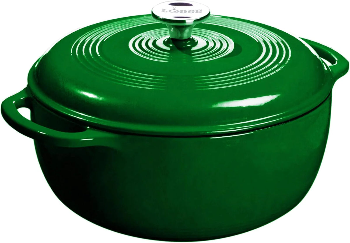 Lodge Essential Enamel Cast Iron Dutch Oven - Perfect for Bread Baking, Braising, Marinating & Slow Cooking - Features Moisture-Sealing Lid & Dual Handles - Kitchen Essentials - 6 Quarts - Caribbean Blue