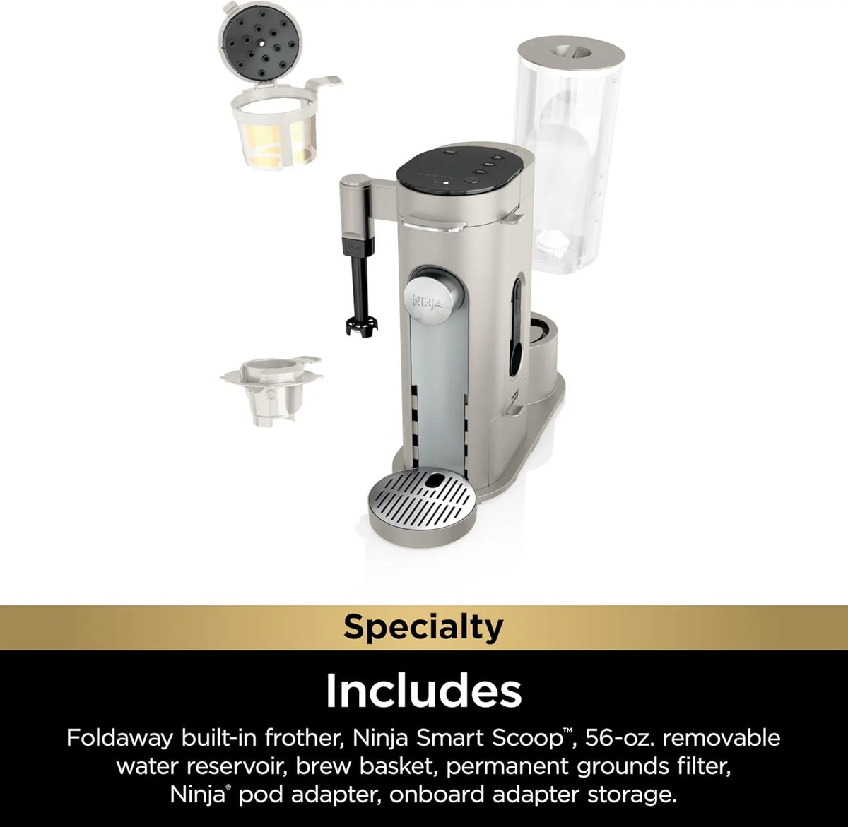 Ninja | Coffee Maker | Single Serve |Brew with Coffee Pods & Grounds| Compatible with K-Cup Coffee Pods | 4 Brew Styles, up to 24oz Cup Sizes & 56oz Removable Reservoir | Black | PB051