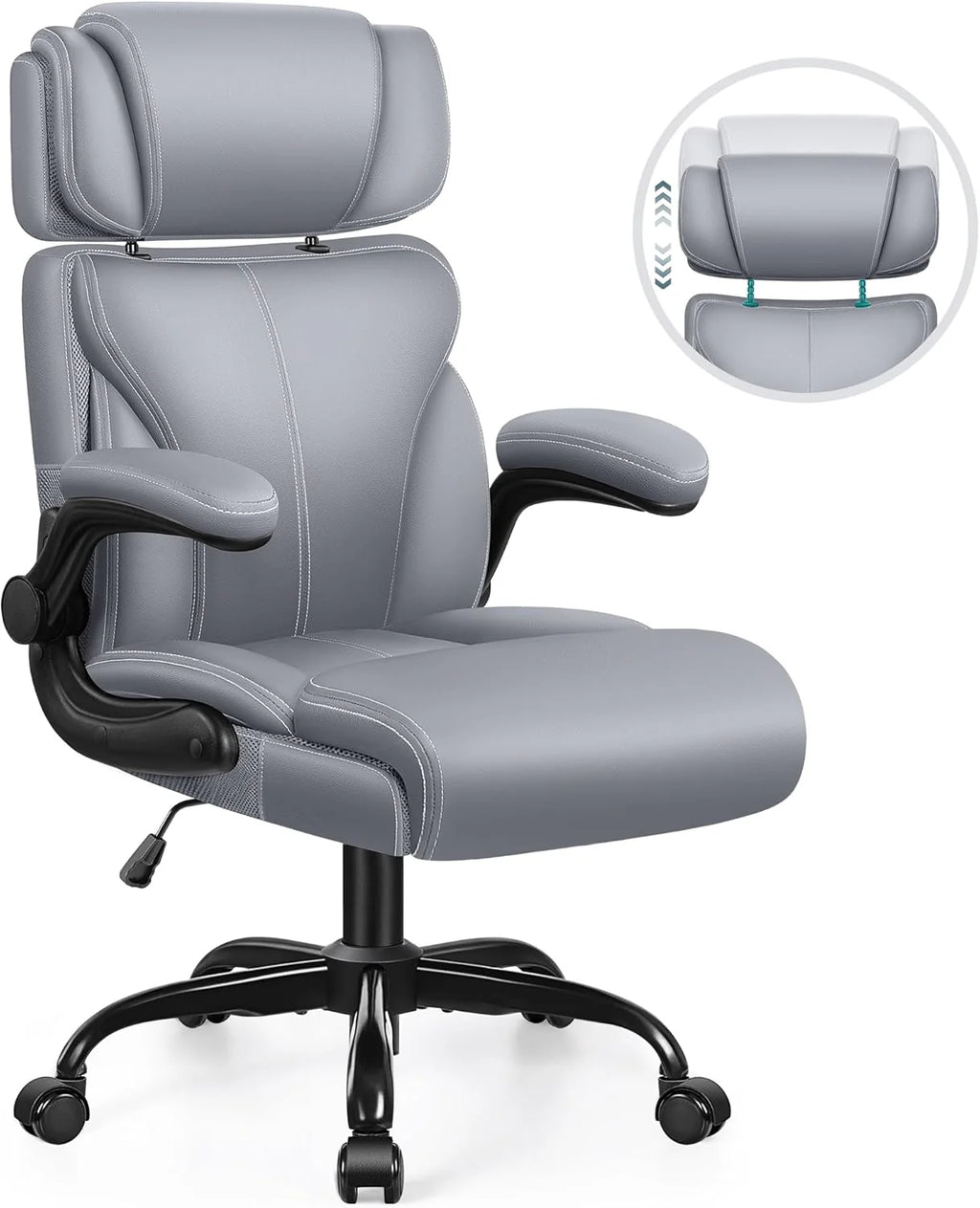 Office Chair Large High-Foot Computer Desk Chair, Breathable Leather Chair Lumbar Support Rotating Computer Chair