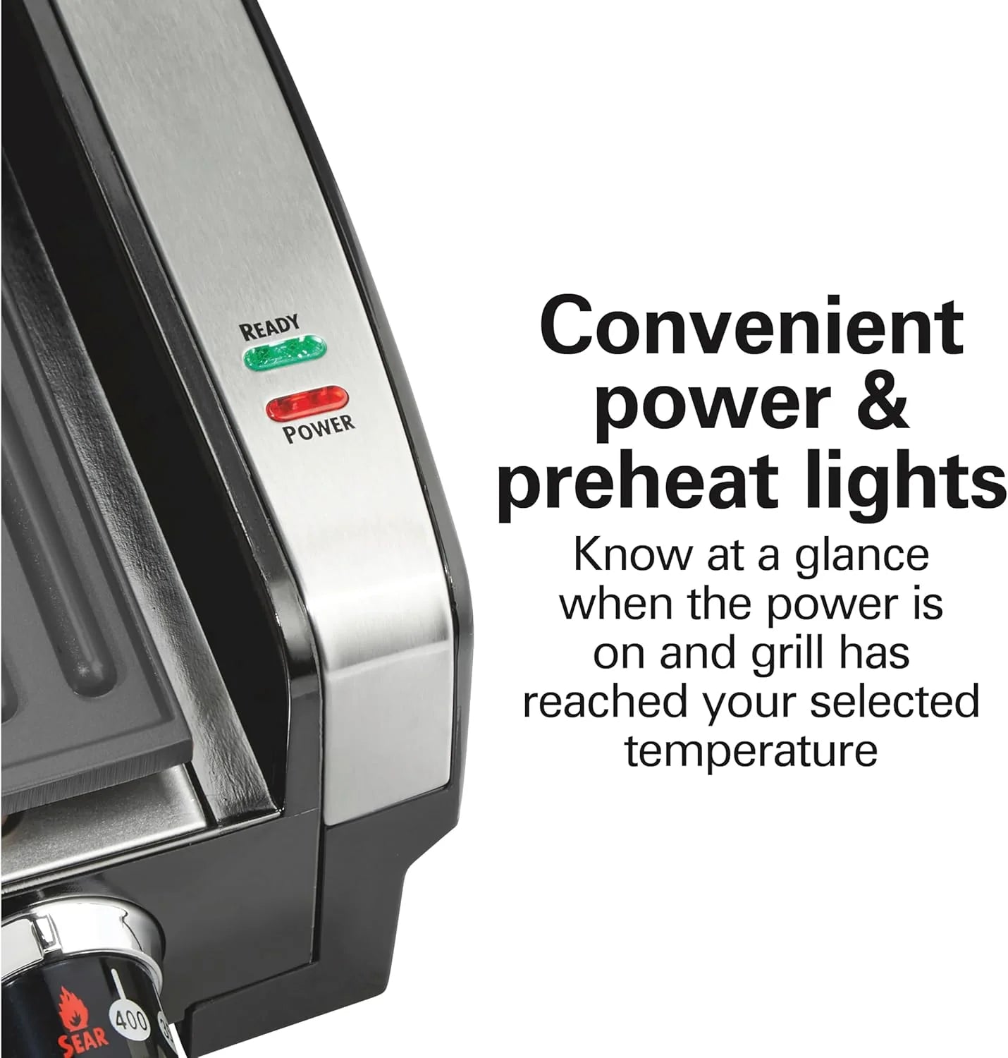 Electric Indoor Searing Grill with Viewing Window & Adjustable Temperature Control to 450F, 118 sq. in. Surface Serves 6, PFAS-Free Removable Nonstick Grate, Stainless Steel