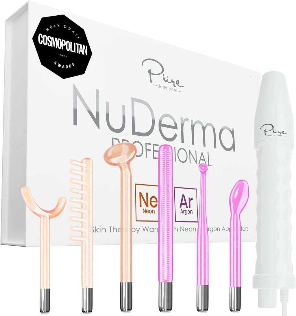 NuDerma Professional Skin Therapy Wand Portable Skin Therapy Machine 6 Neon Argon Wands
