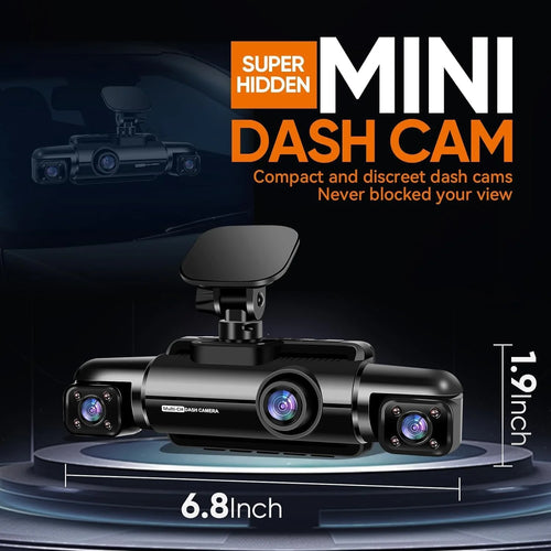 360�� Dash Cam 4-Channel FHD 4*1080P Wi-Fi GPS Voice Control Car Camera, Front 2K+1080P*2 Dash Cam, with 64GB SD Card, Night Vision, 24-Hour Parking Mode