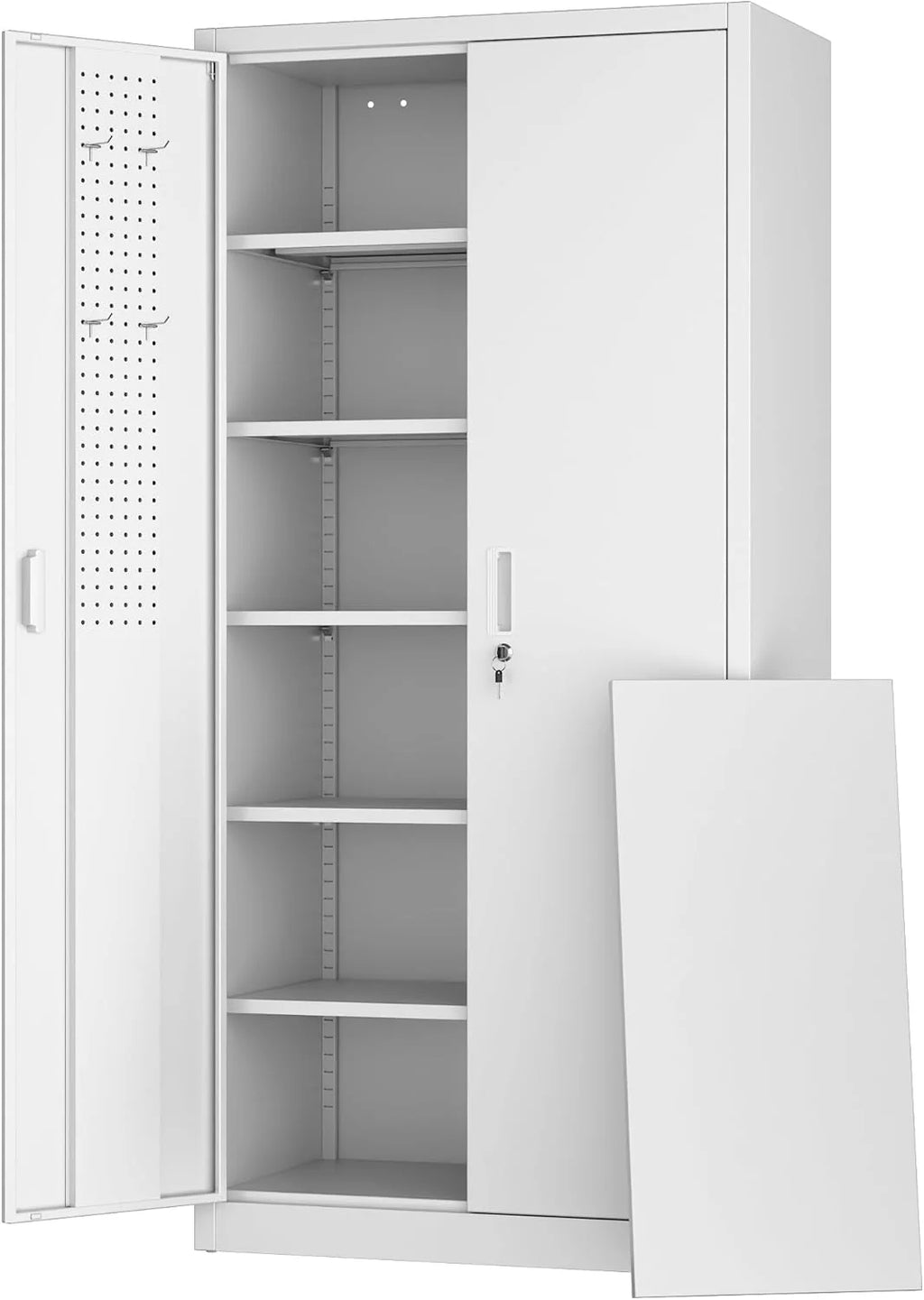 Aobabo 73''H Metal Garage Storage Cabinet with Wheels,Steel Cabinets with 2 Doors and 4 Adjustable Shelves for Home Office,Required Assembly,Black