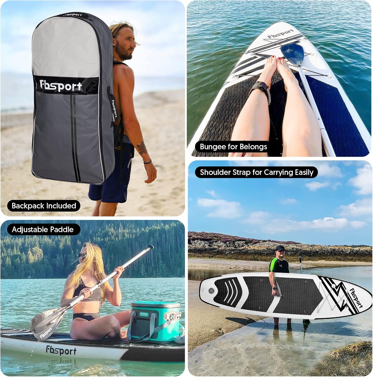 FBSPORT 11' Premium Stand Up Paddle Board Yoga Board with Durable SUP Accessories Carry Bag