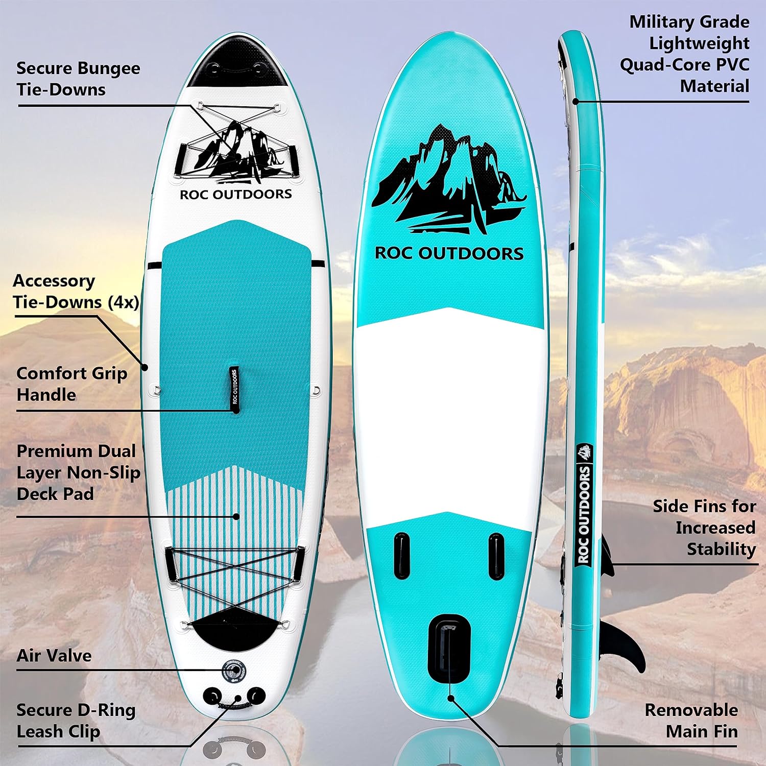 ROC inflatable stand-up paddle board SUP paddle board accessories Anti-slip comfortable deck
