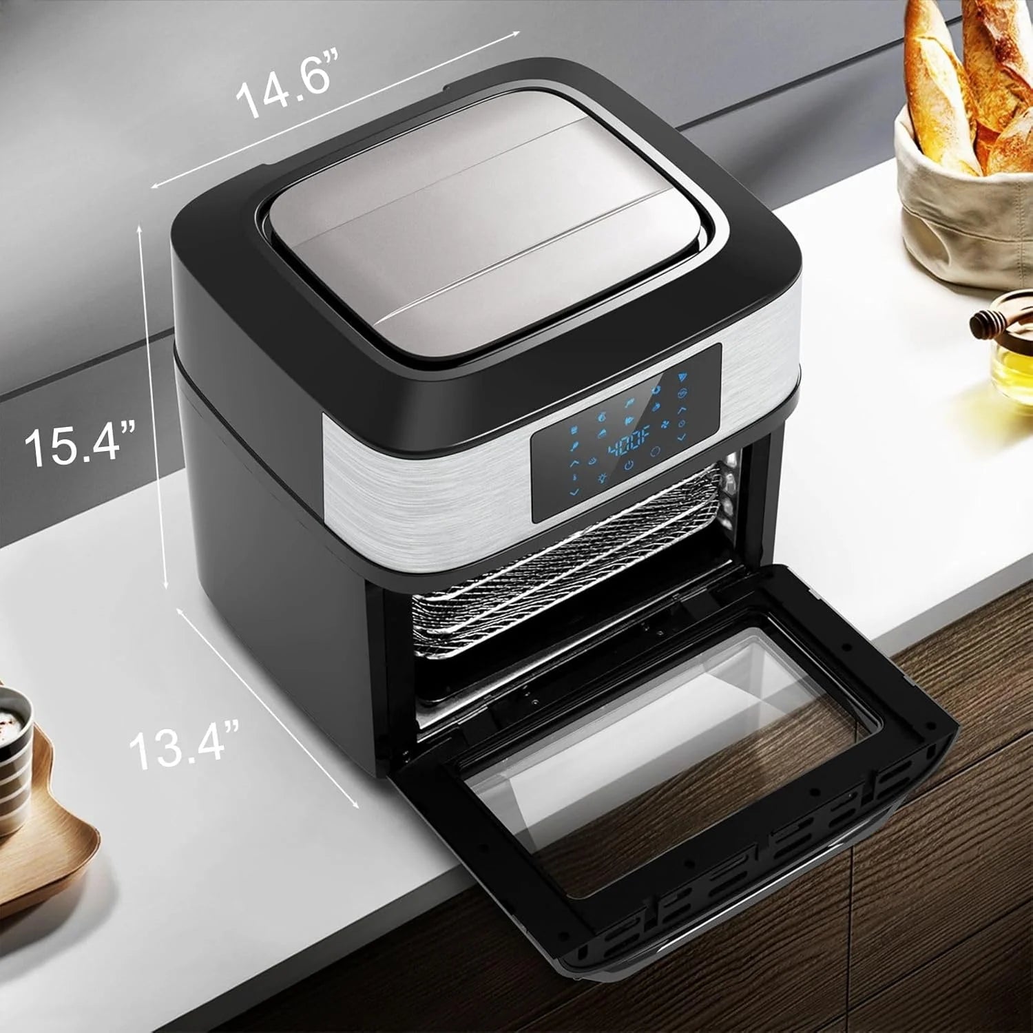 Large 20-quart air fryer 10-in-1 oven-air fryer combo Air fryer with rotisserie rack 3 dehydrating racks