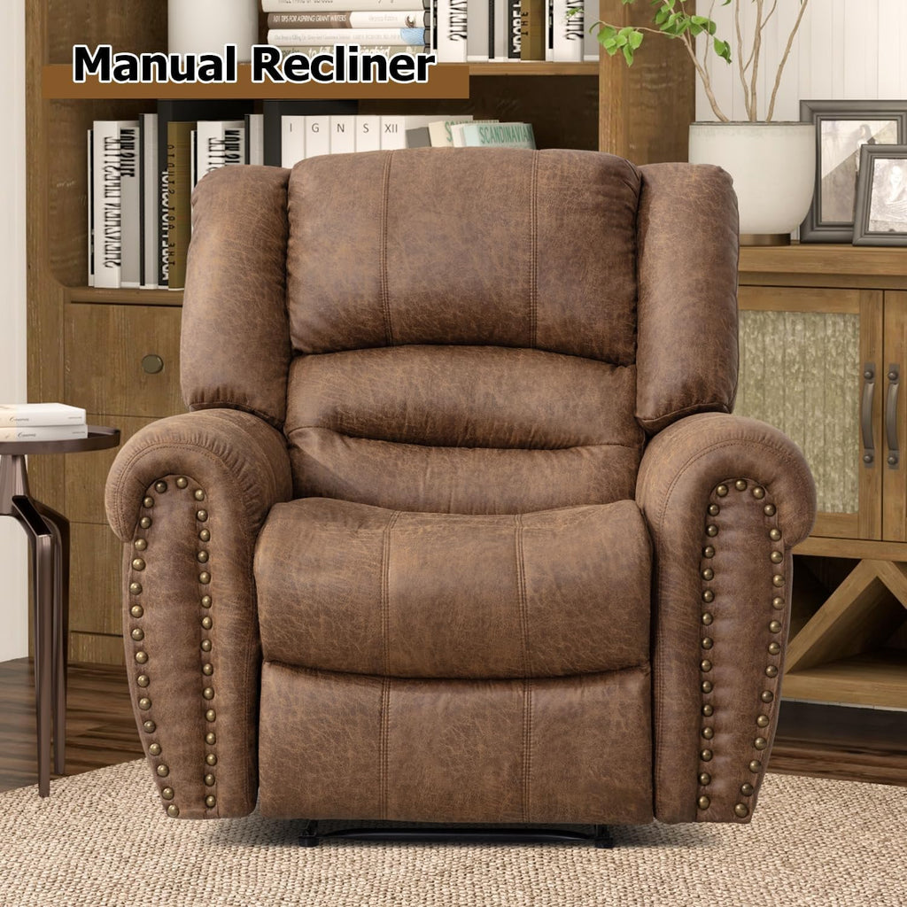 Leather recliner classic traditional manual recliner single sofa for living room