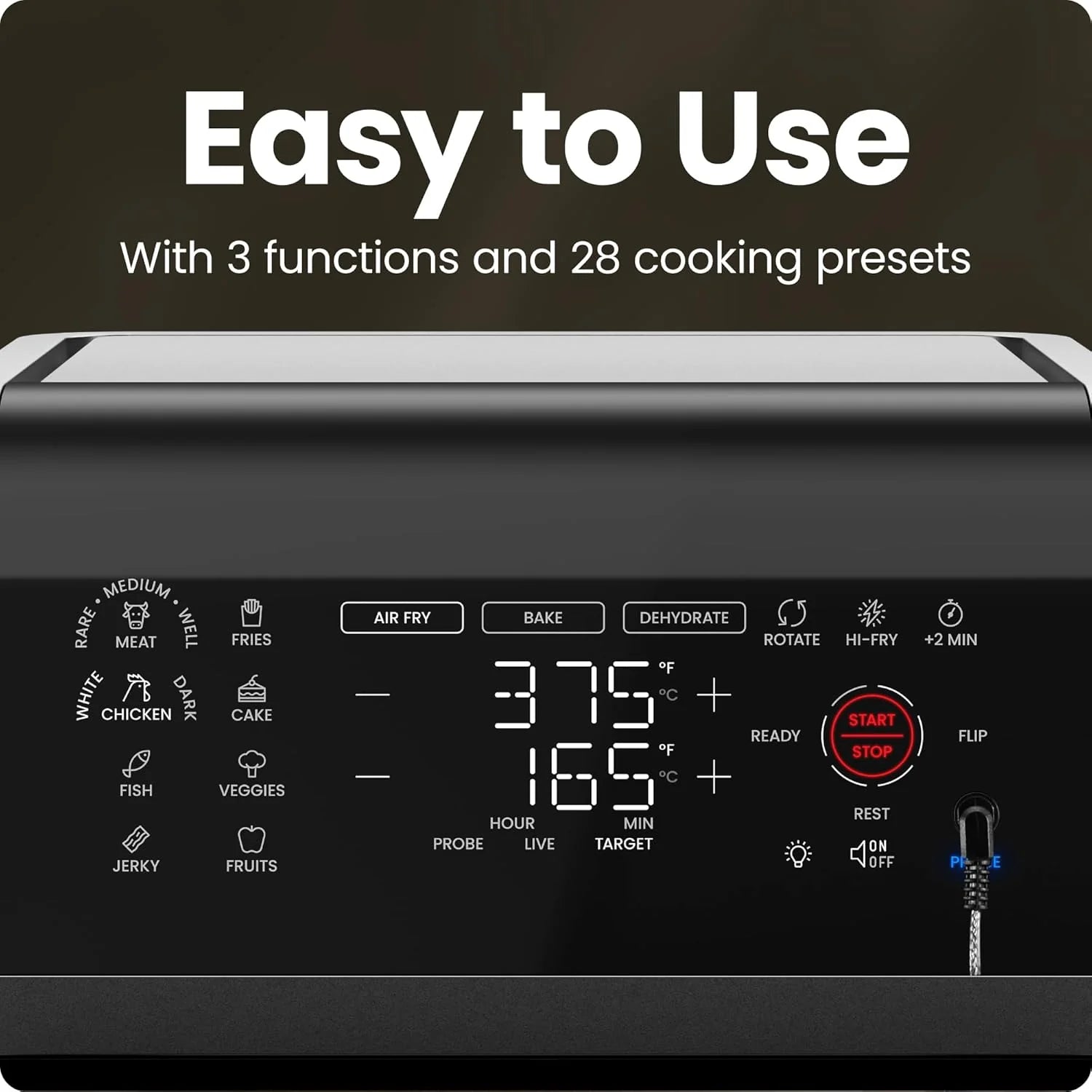 CHEFMAN ExacTemp 12-Quart Air Fryer Integrated Smart Cooking 28 Touchscreen Presets