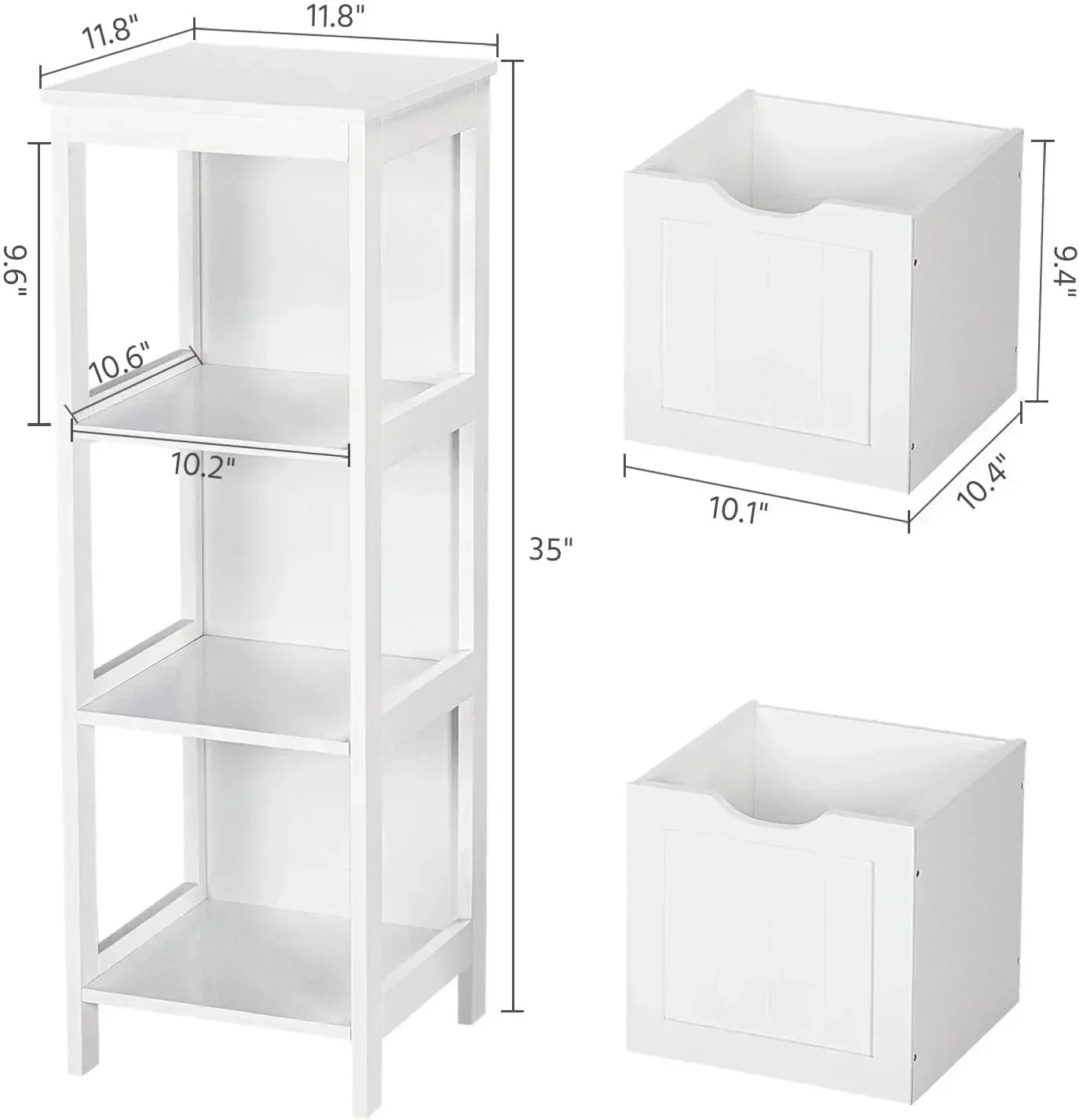 Bathroom Floor Cabinet Wooden Storage Cabinet with 2 Drawers Multifunctional Side Organizer Rack