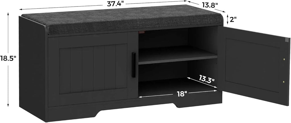 2-Tier Storage Bench Shoe Bench with Thickened Padded Seat Cushion Entryway Bench