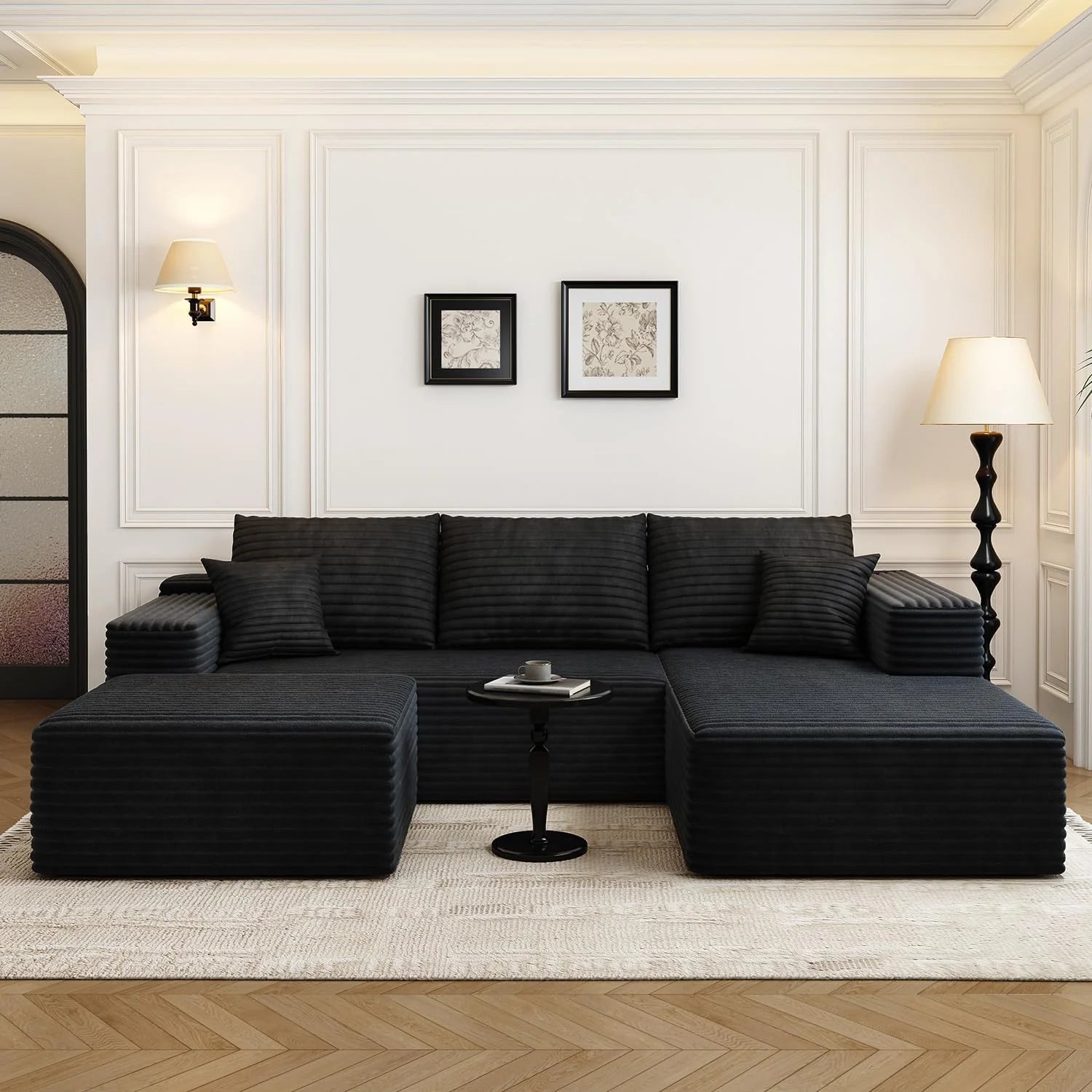 107.5 inch Cloud Modular Sectional Sofa with L-Shaped Chaise Lounge, Modern Minimalist Upholstered Sofa Deep Seating Corner Sofa