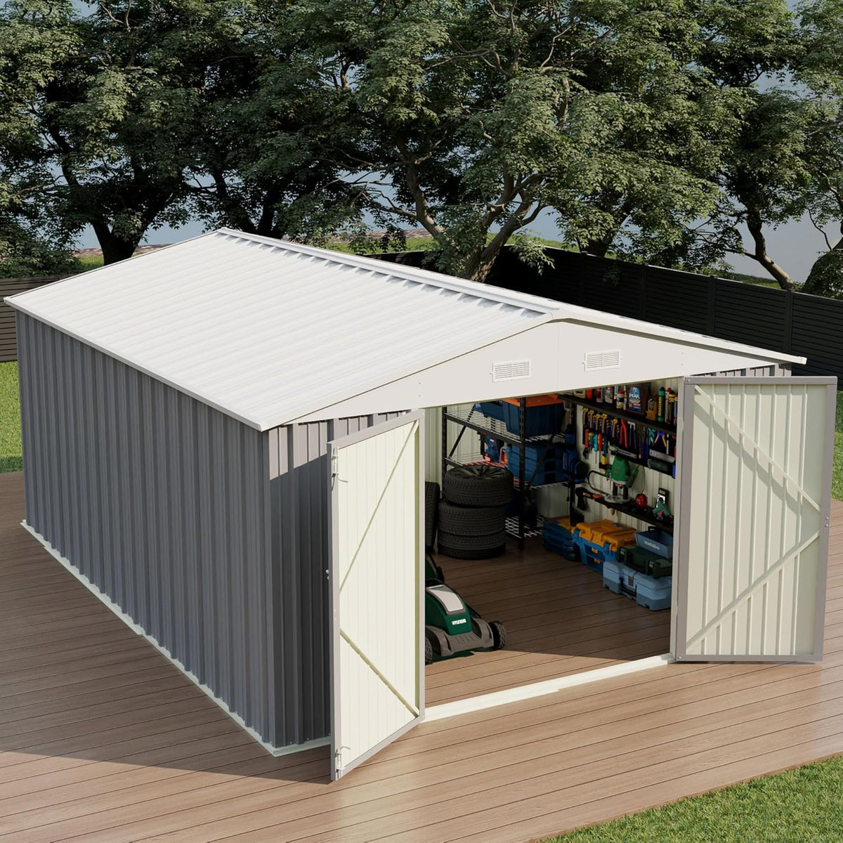 Devoko Outdoor Storage Shed 5 x 3 ft Lockable Metal Garden Shed Steel Storage