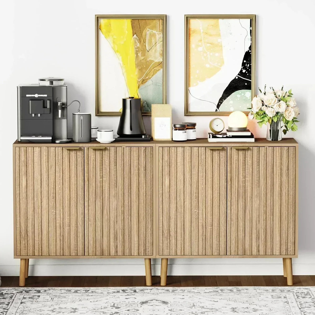 Free Standing Cabinet Black Wood for Living Room Bedroom Dining Room Hallway