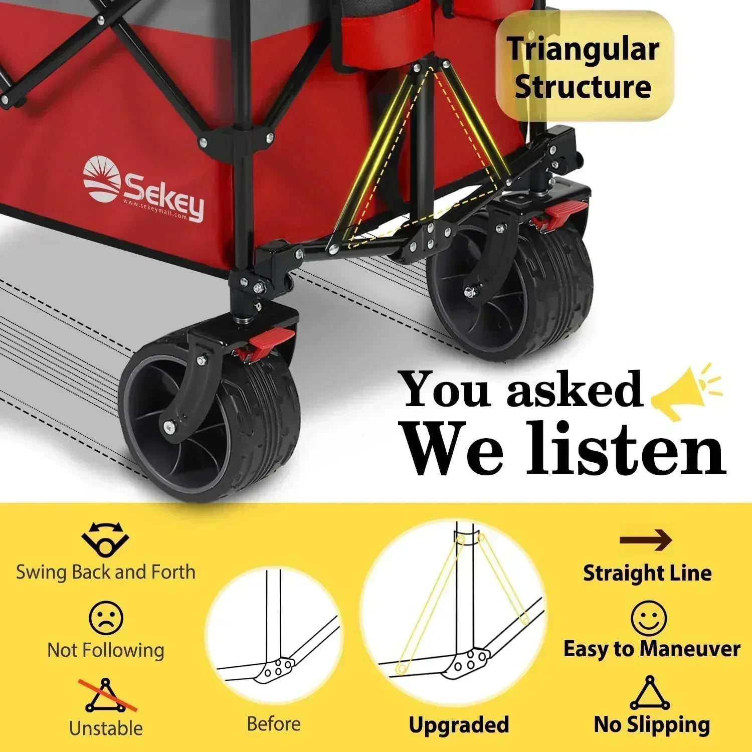 Sekey 48 Inch Long Foldable Extended Travel Cart 440 Lbs Folding Multi-Purpose Garden Cart