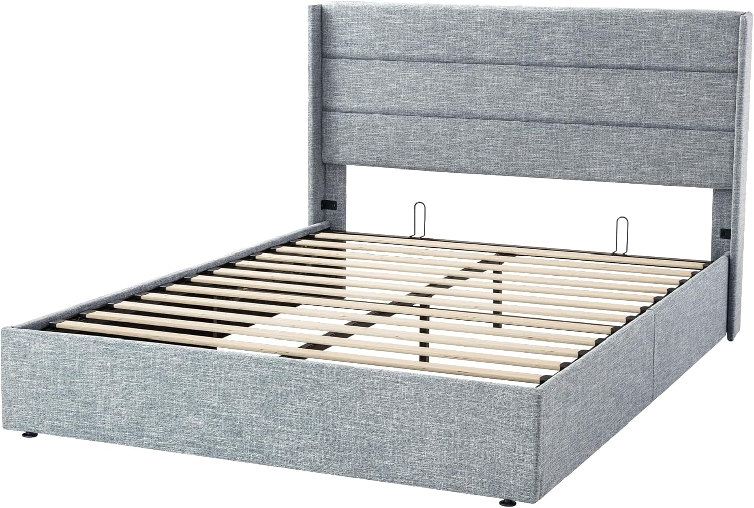 Allewie Queen Size Lift Up Storage Bed Modern Wingback Headboard Hydraulic Support
