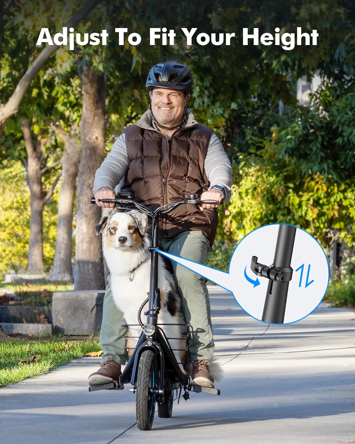 Gyroor Adult Electric Scooter with Large Center Basket 20 Mile Range Foldable and Seat