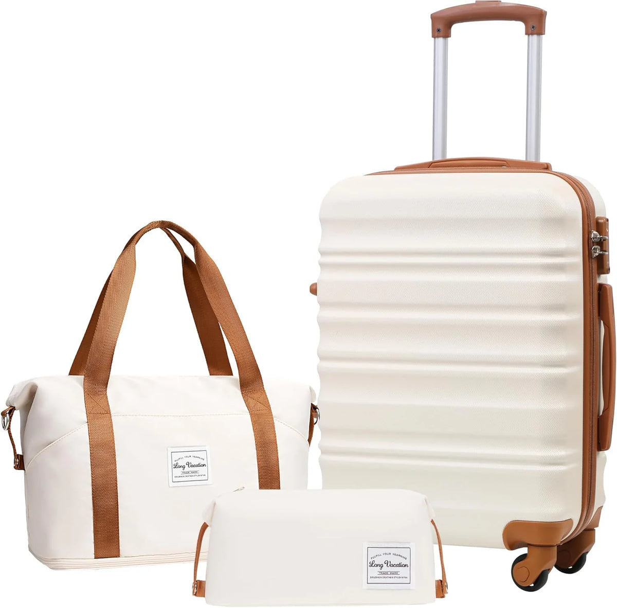 LONG VACATION 6 Piece Luggage Set Carry on Suitcase with ABS+PC hardshell, Spinner Wheels & YKK Zipper TSA Lock