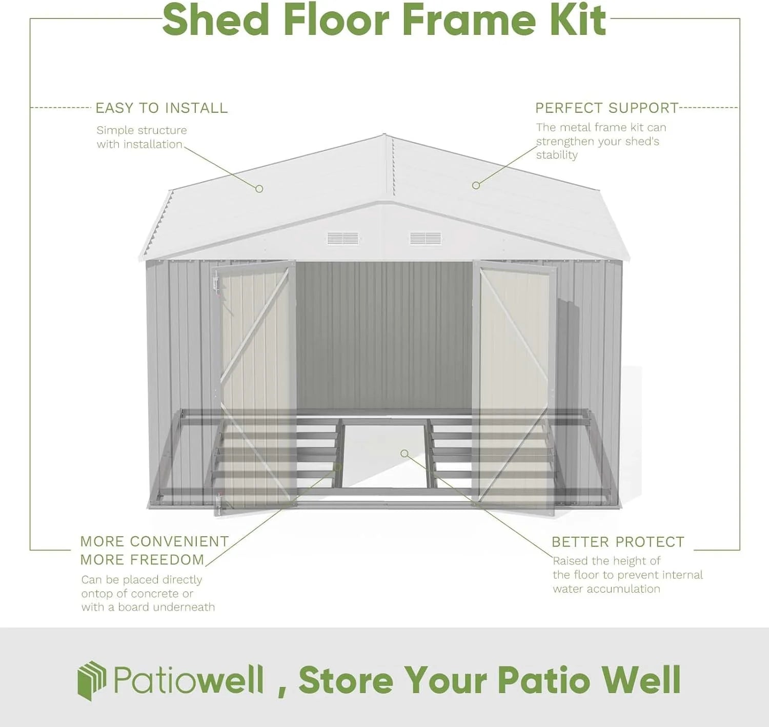 Patiowell 5x3 FT Outdoor Storage Shed Tool Shed with Sloping Roof and Lockable Door Metal Shed