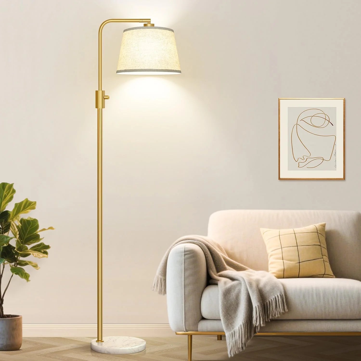 Dimmable LED Floor Lamp with Adjustable Head and Edison Style Bulb