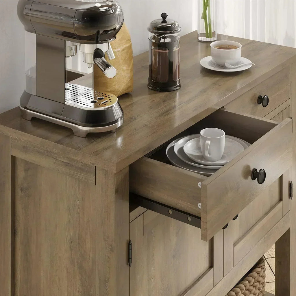 Farmhouse style console table coffee bar entry table with storage rack sofa table