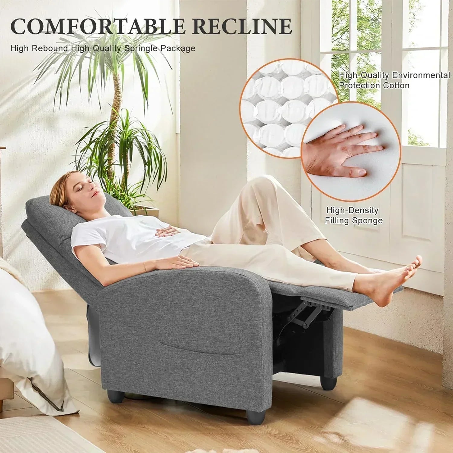 Sweet and crisp rocking chair 360 degree rotating recliner with sliding function