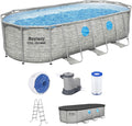 Power Steel Swim Vista Series II 14' x 8' 2 x 39.5 Above Ground Outdoor Swimming Pool Set