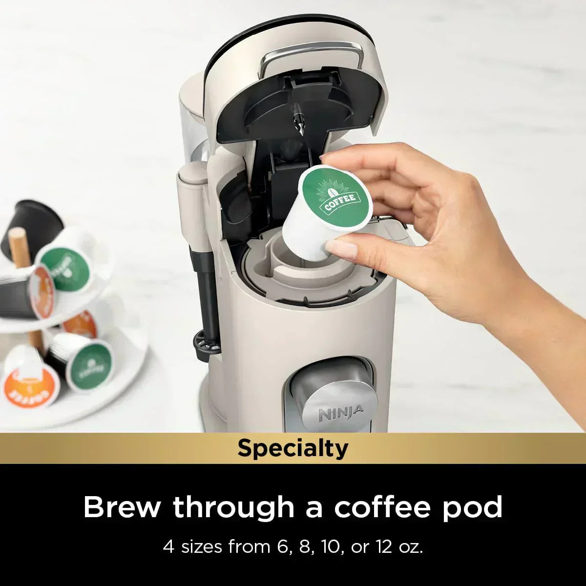 Ninja Single Serve Coffee Maker 56 oz Reservoir Stone