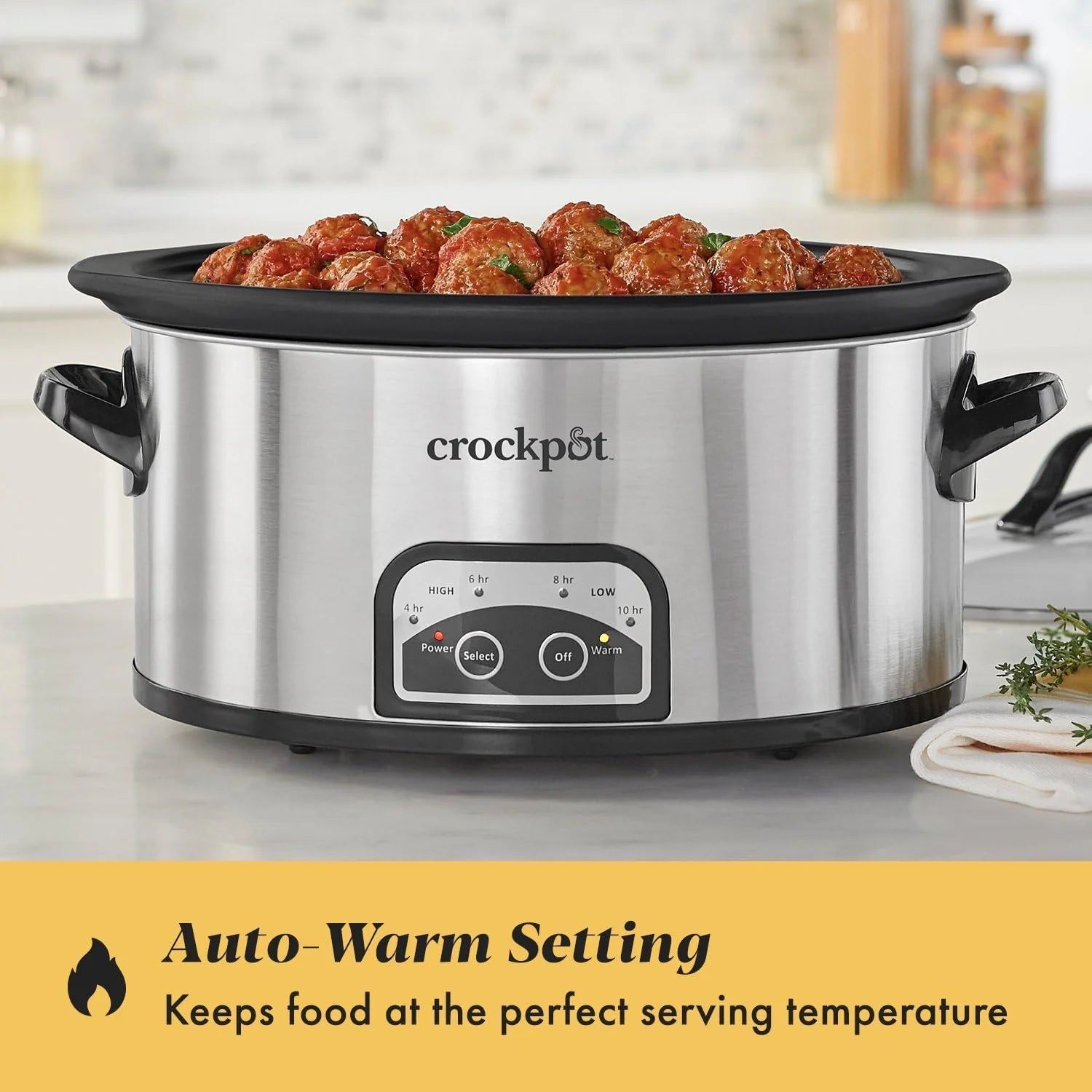 Large 8-Quart Programmable Slow Cooker with Auto Warm Setting Black Stainless Steel