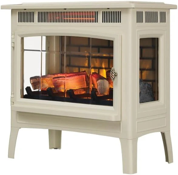 Freestanding Electric Fireplace Stove Heater with 3D Flame Effect for 1000 Sq. Ft