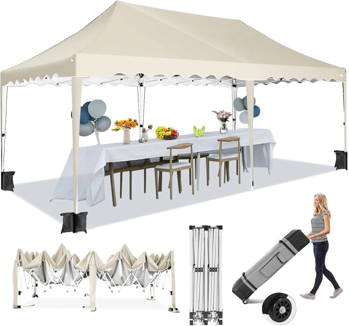 HOTEEL 10x30FT Party Tent with 8 Removable Sidewalls for Parties, Carpas para Fiestas