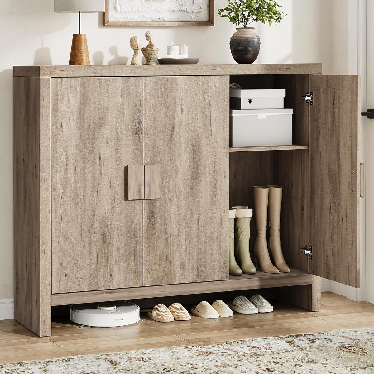 ONBRILL Shoe Cabinet with 3 Doors, 30 Pairs Shoe Storage Cabinet with Adjustable Shelves