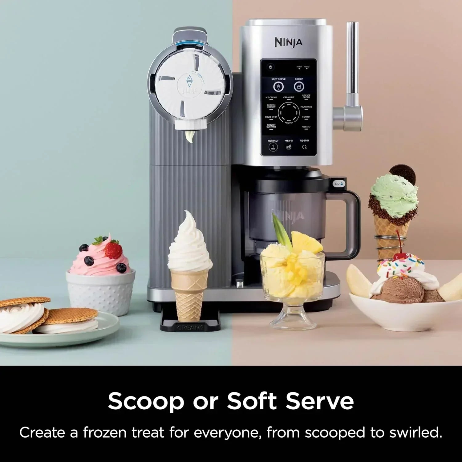 Ninja Swirl by CREAMi Ice Cream and Soft Serve Maker Frozen Yogurt Low Calories Program