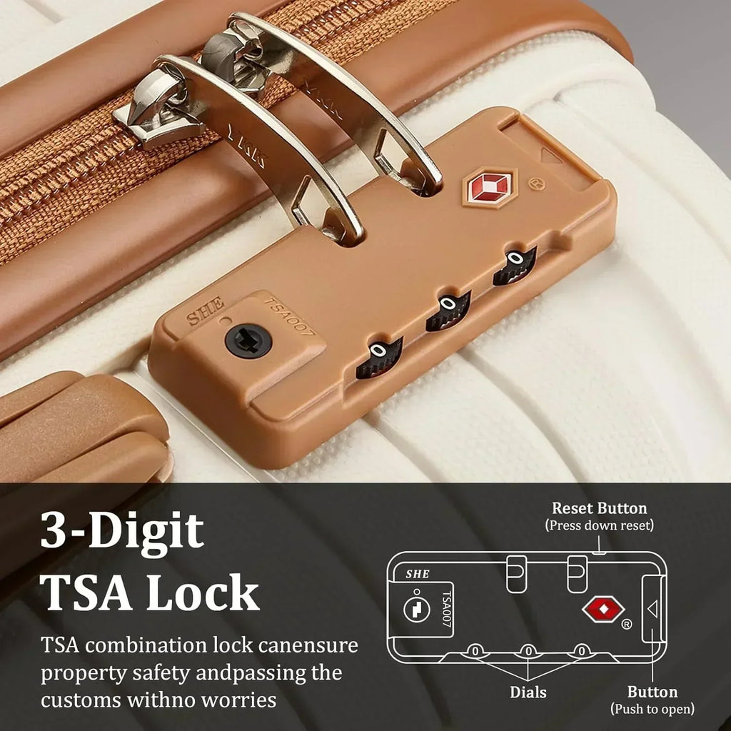 5-piece PP hardshell lightweight travel carry-on luggage set with dual spinner wheels