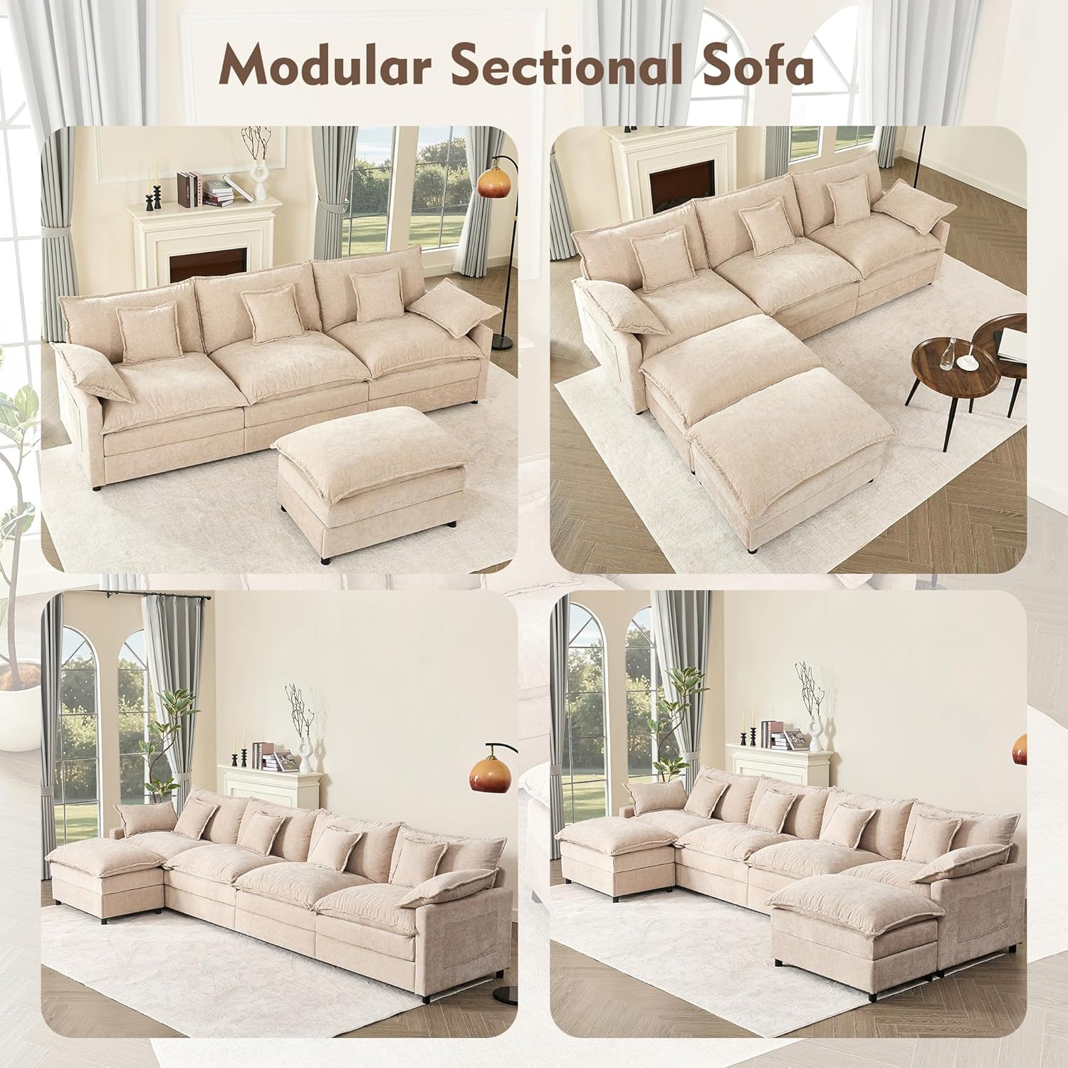 108 Inch U Shape Sofa Sectional Sofa Comfortable Cloud Sofa Living Room Deep Seat Sofa