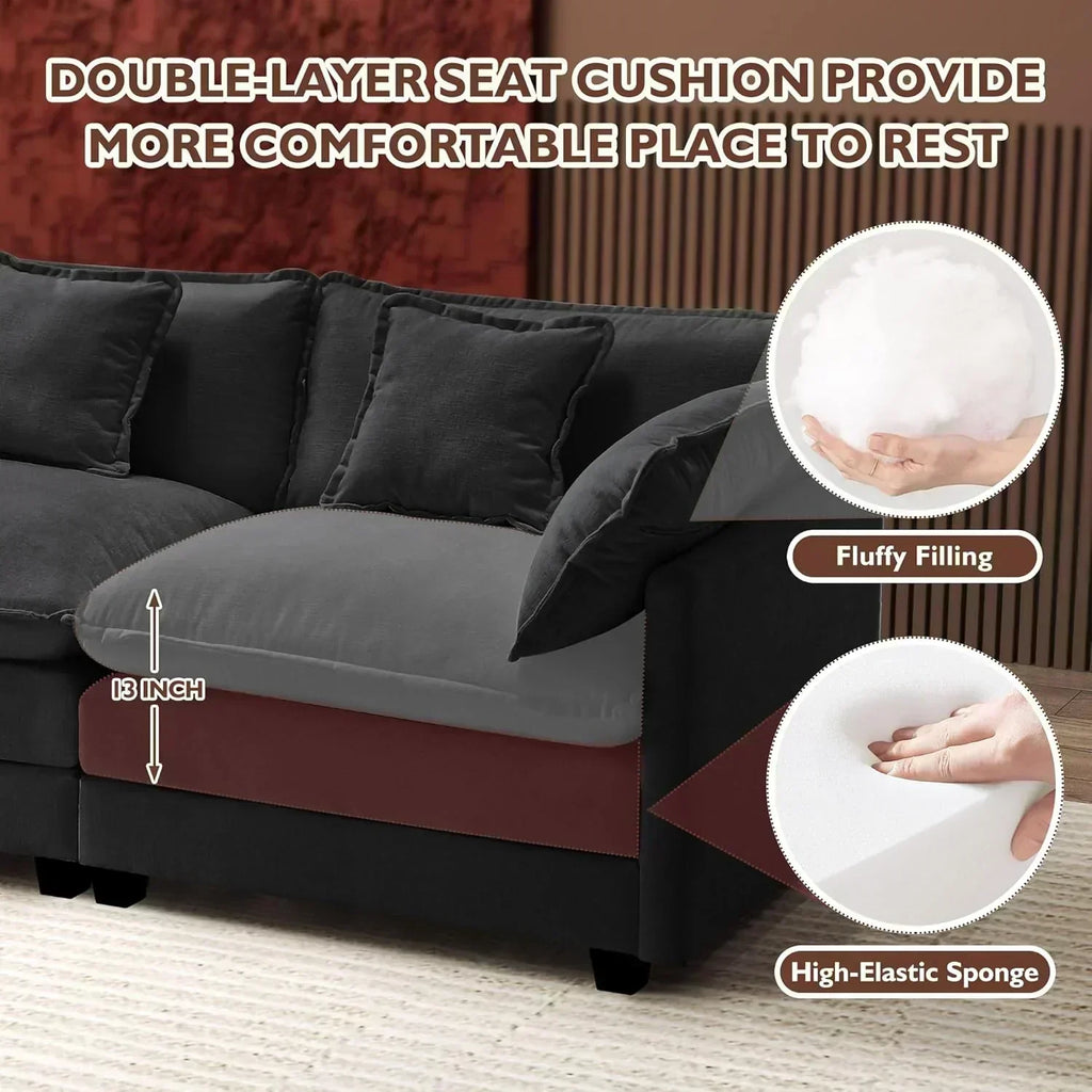 ihanherry 146-inch U-shaped modern sofa modular area cloud sofa