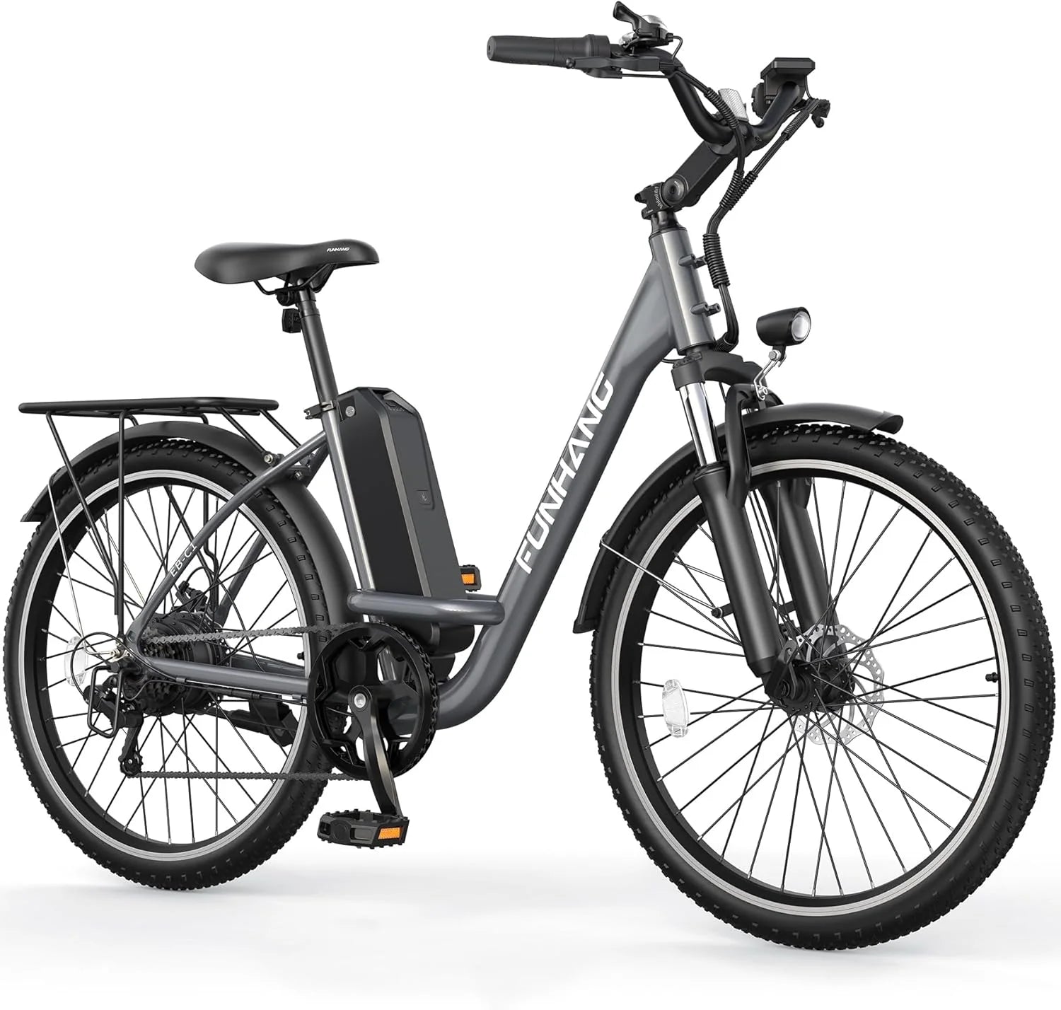 Funhang Electric Bike for Adults, 26 City Cruiser Ebike 21.7MPH 50 Miles Commuter Adult Electric Bicycles