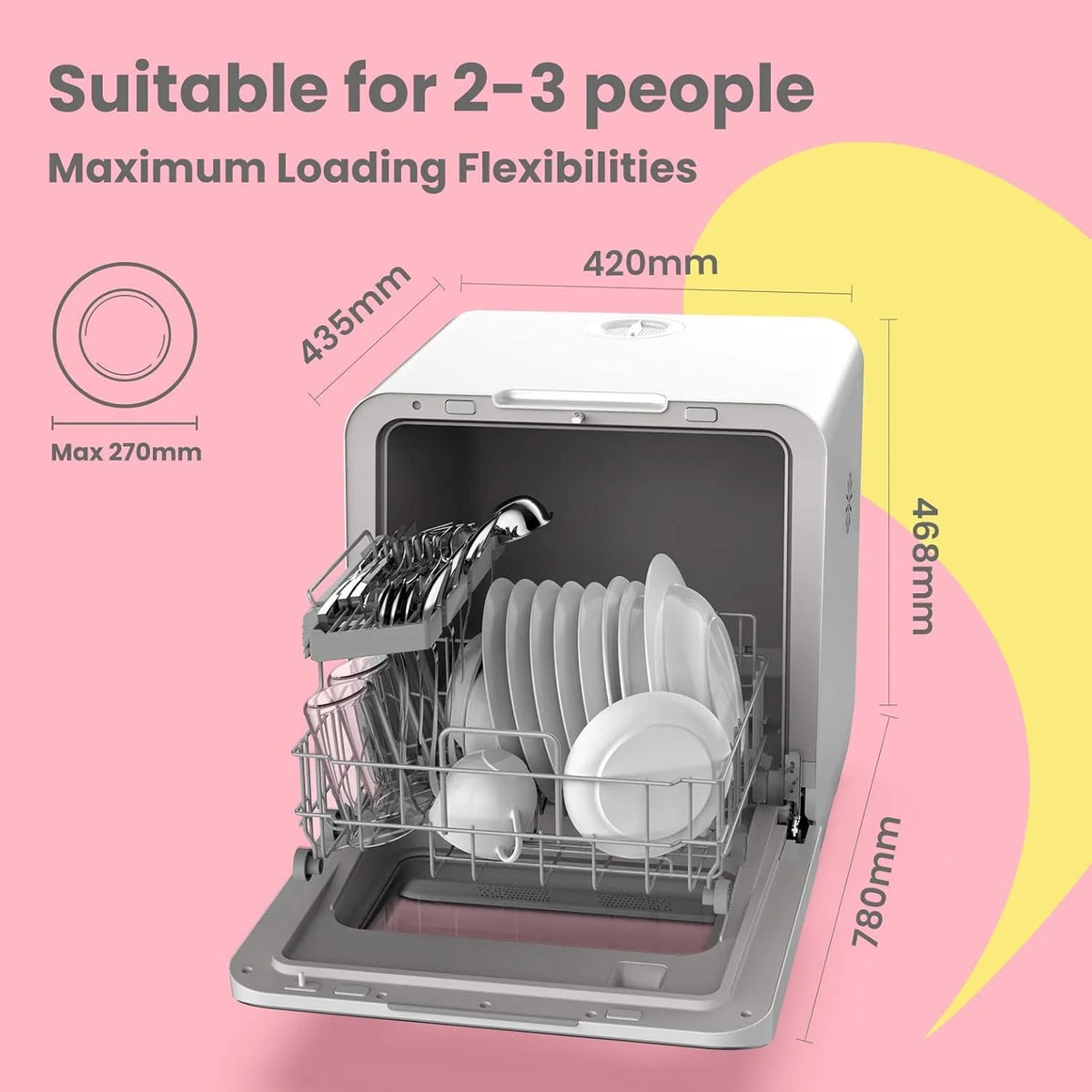 COMFEE' Portable Mini Dishwasher Countertop with 5L Built-in Water Tank