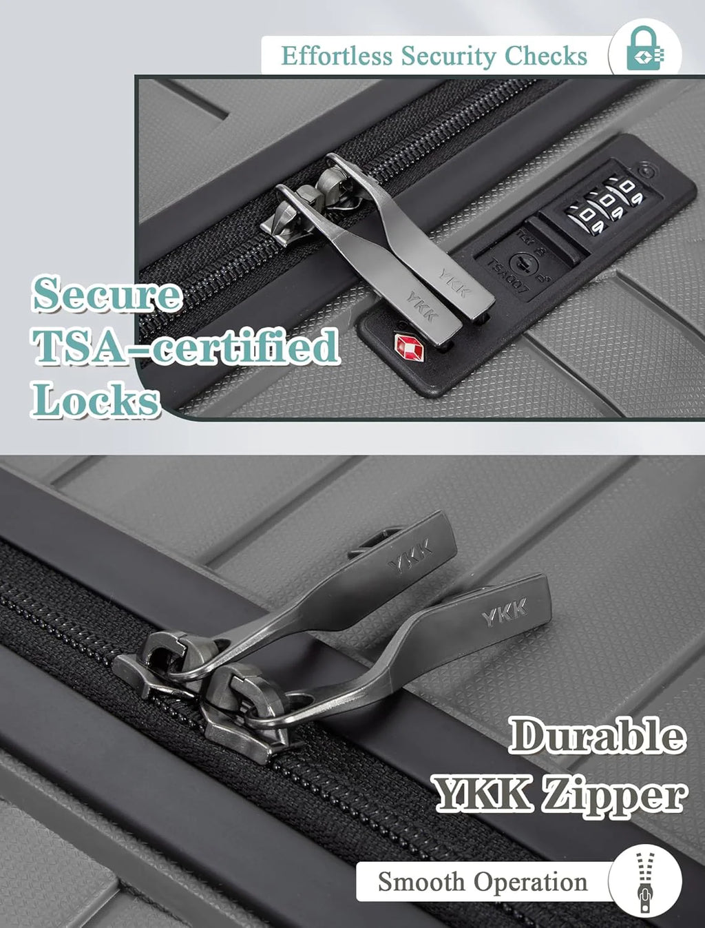 5-piece luggage set with wheels, ABS hardshell suitcase with spinner wheels