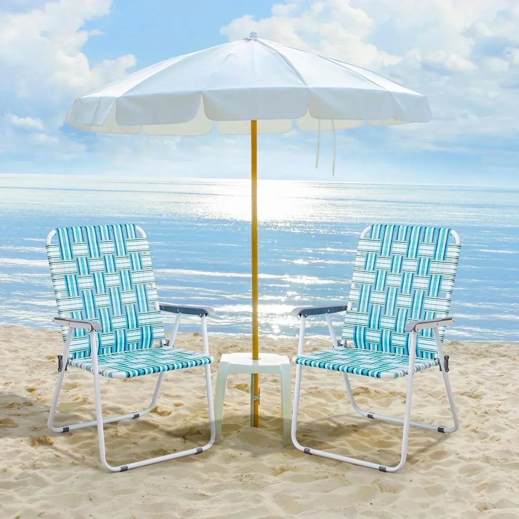 VINGLI Patio Lawn Webbed Folding Chairs Set of 2 Outdoor Beach Portable Lawn Chair