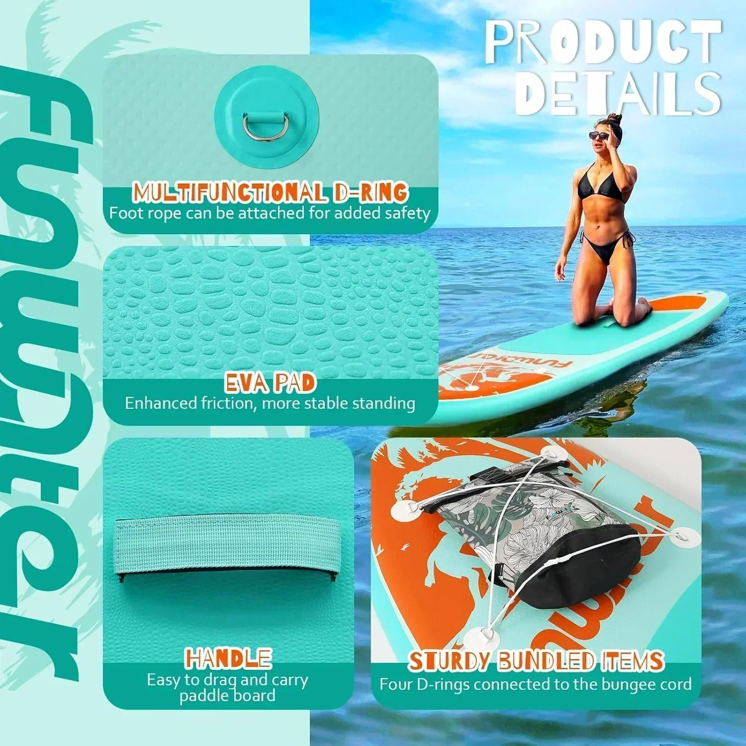 FunWater Inflatable Stand Up Paddle Board Premium SUP Paddle Accessories EVA Deck