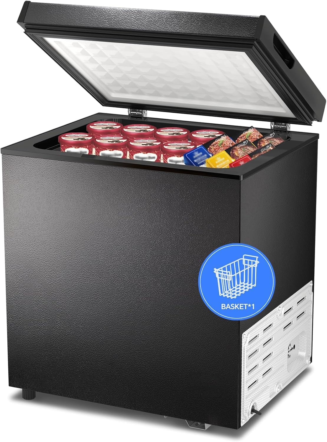 Kismile 3.0 Cubic Feet Chest Freezer with 2 Removable Basket Free Standing Top Open Door Compact Freezer