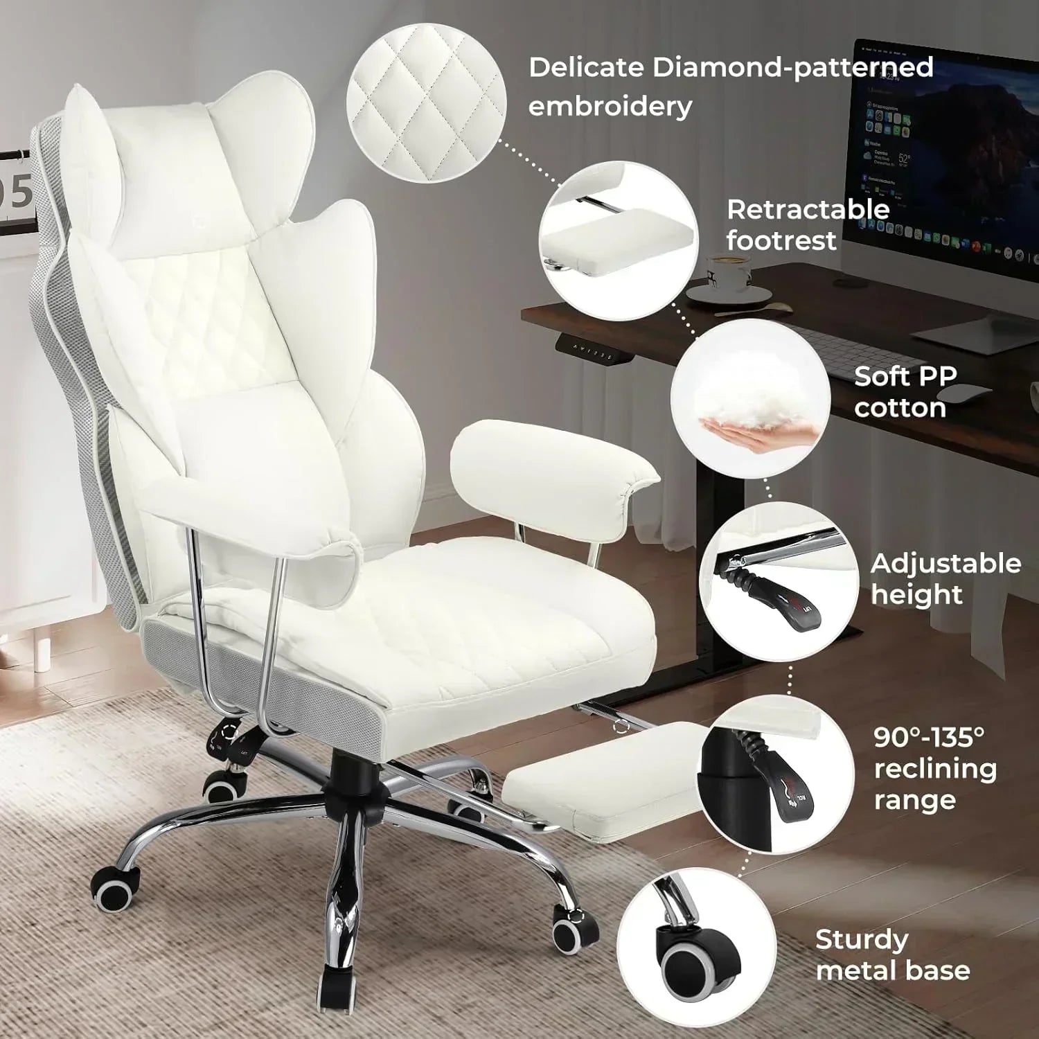Large high back office chair high back leather gaming chair with footrest