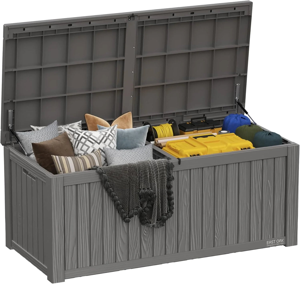 EAST OAK Outdoor Storage Box, 60 Gallon Deck Box Indoor and Outdoor Use, Waterproof Resin Storage Bin