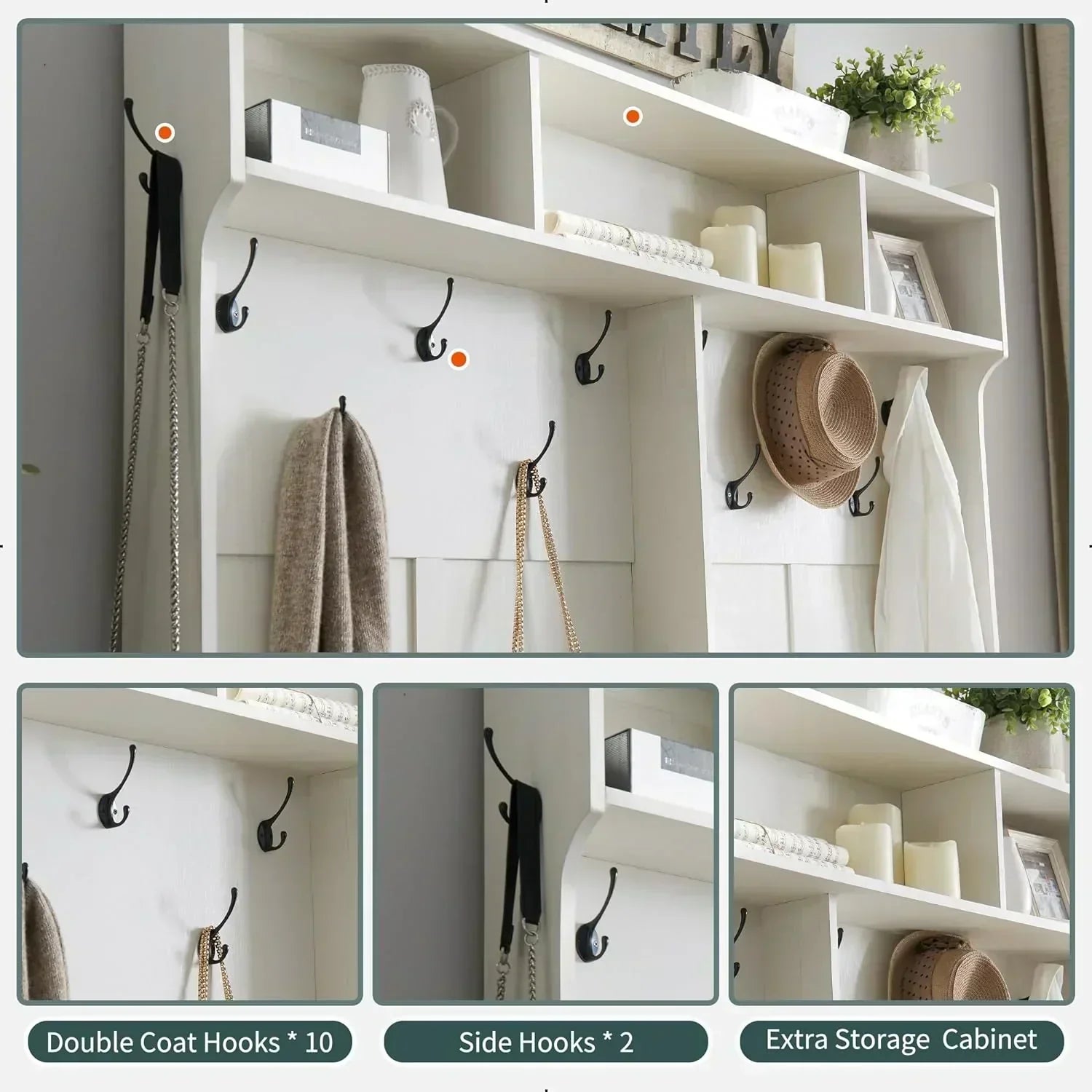 JXQTLINGMU 59-inch Farmhouse Foyer Tree Shoe Storage Entryway Bench Foyer Coat Rack Cabinet