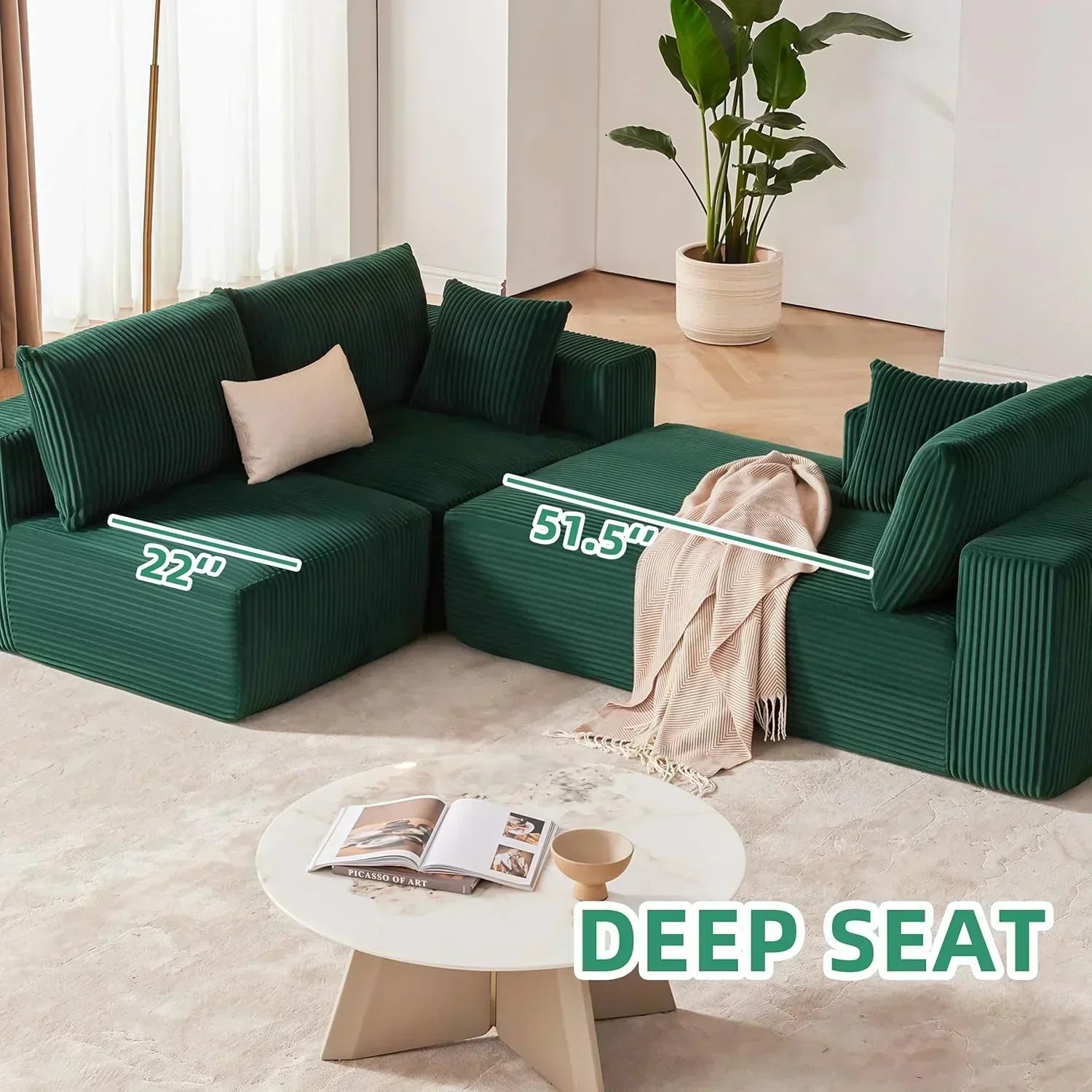 108-inch modular sofa cloud modular sofa with deep seat and reclining chair upholstered sofa