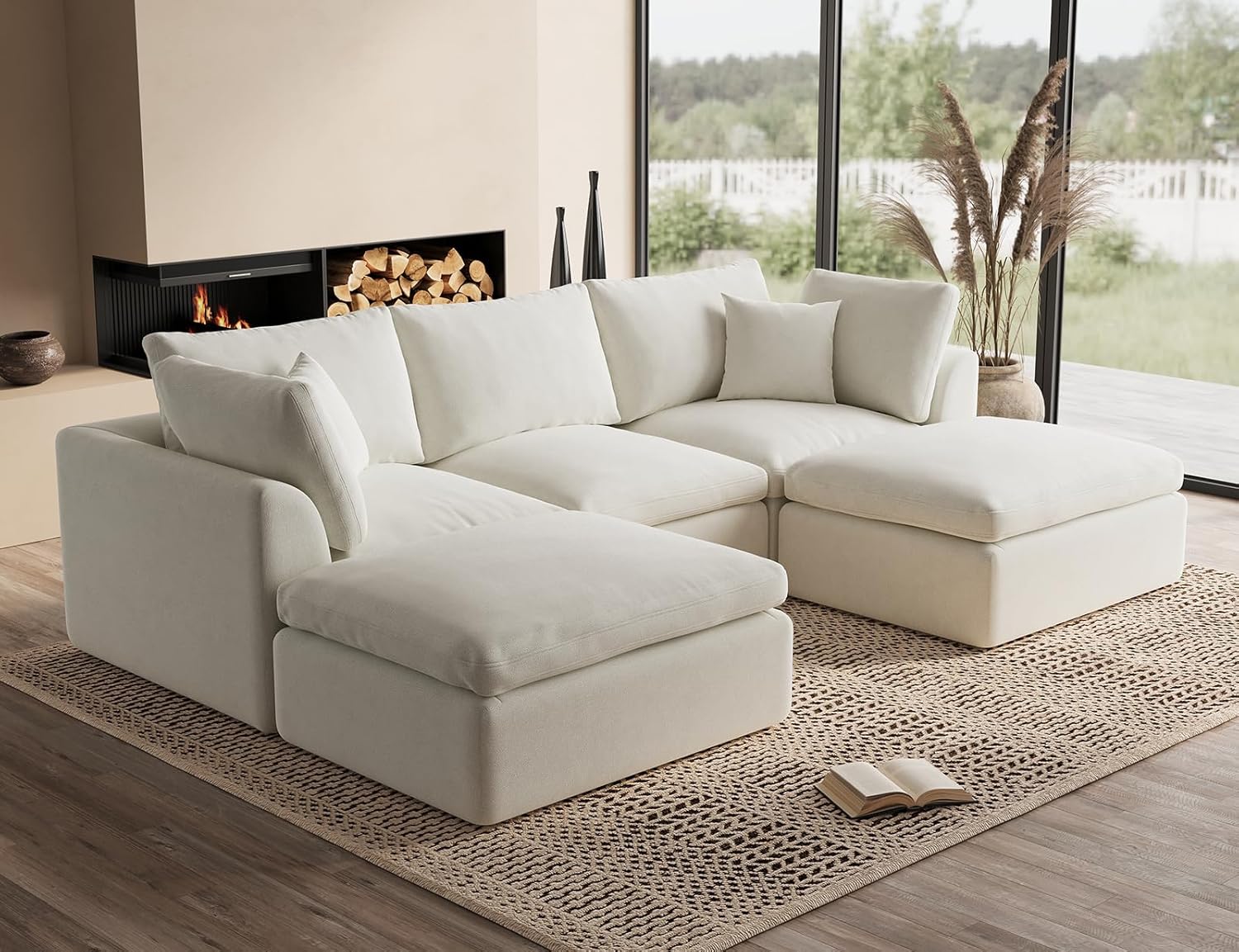 110 inch cloud sectional sofa for living room convertible L-shaped sofa 3 seater sectional sofa