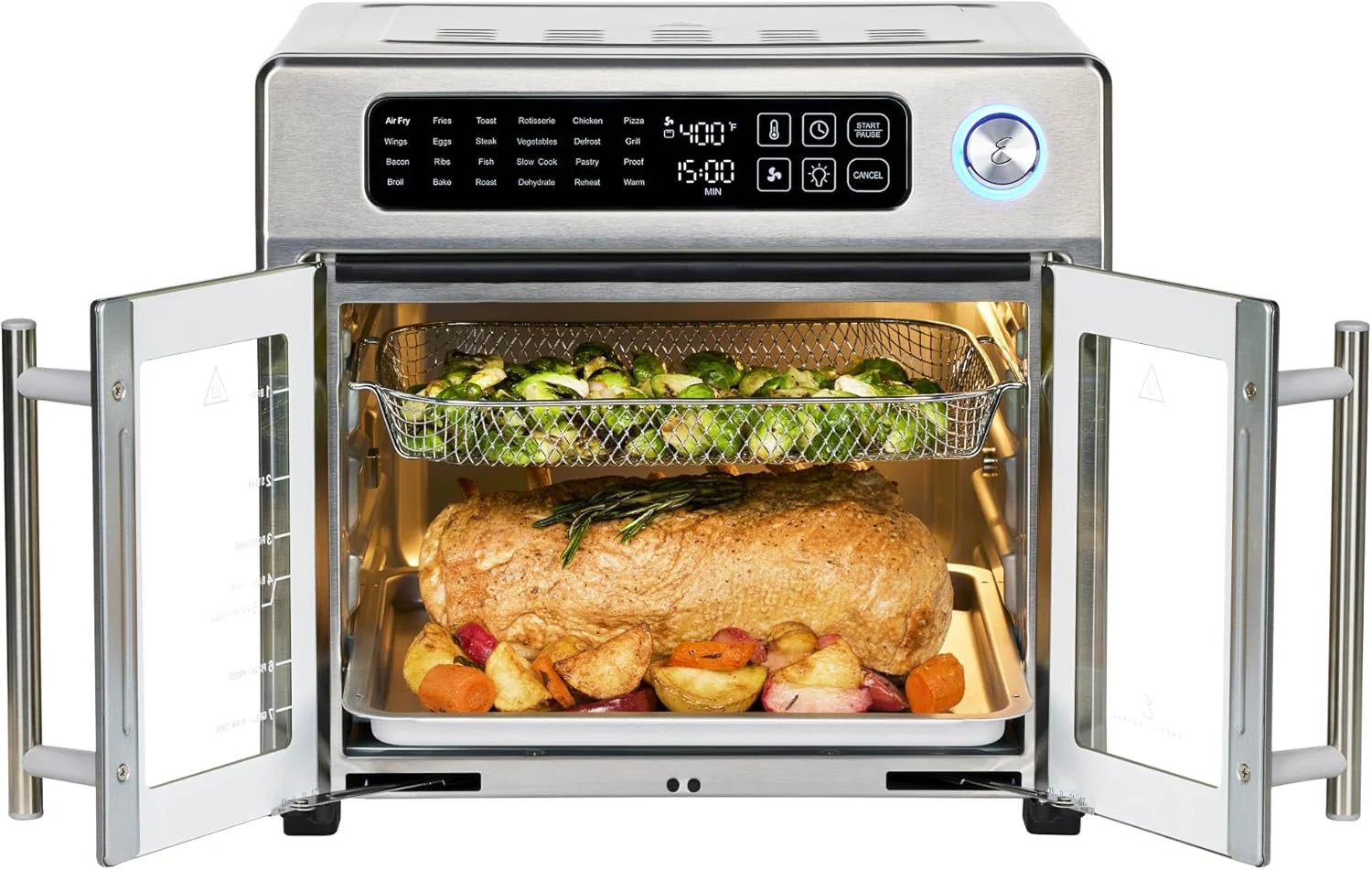Emeril Lagasse Extra Large French Door Air Fryer Toaster Oven Combo, 24 Cooking Functions