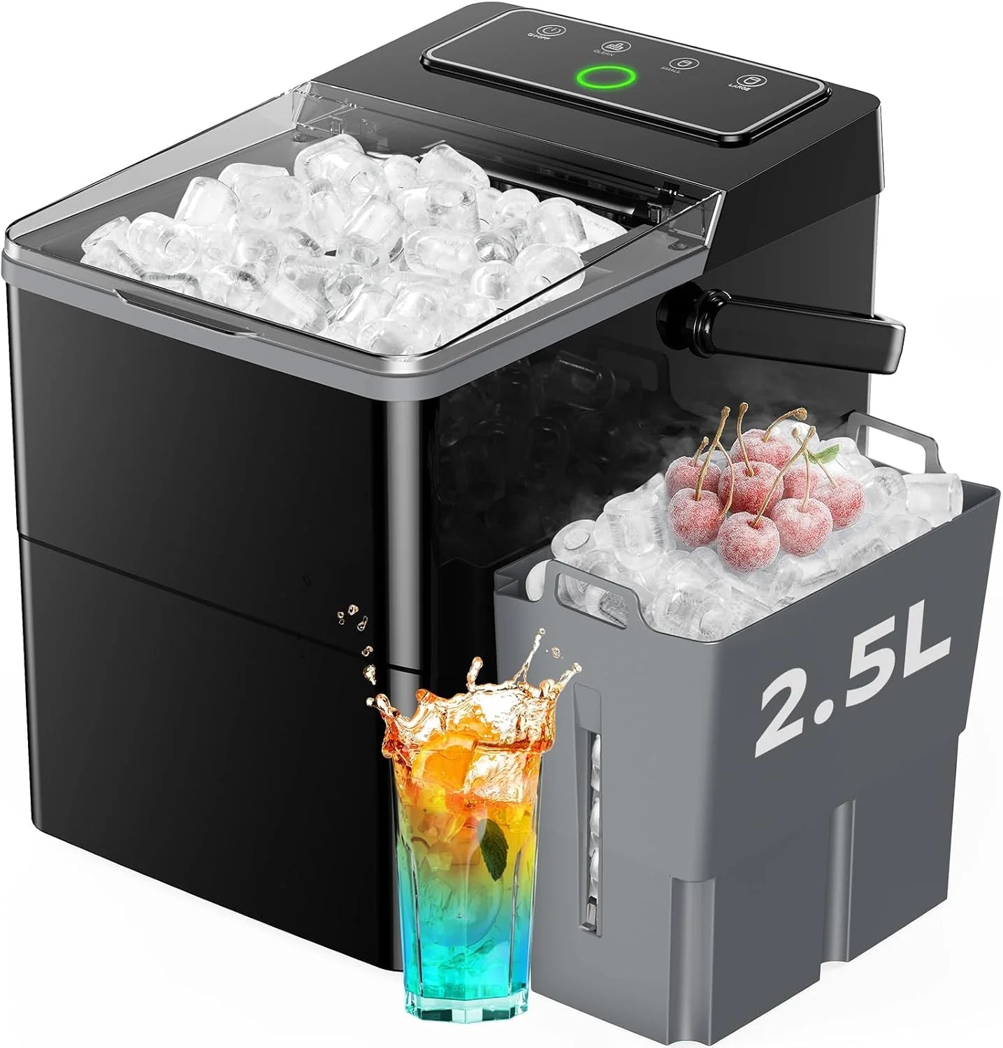 Silonn Ice Maker Countertop, 9 Cubes Ready in 6 Mins, 26lbs in 24Hrs, Self-Cleaning Ice Machine with Ice Scoop and Basket, 2 Sizes of Bullet Ice for Home Kitchen Office Bar Party