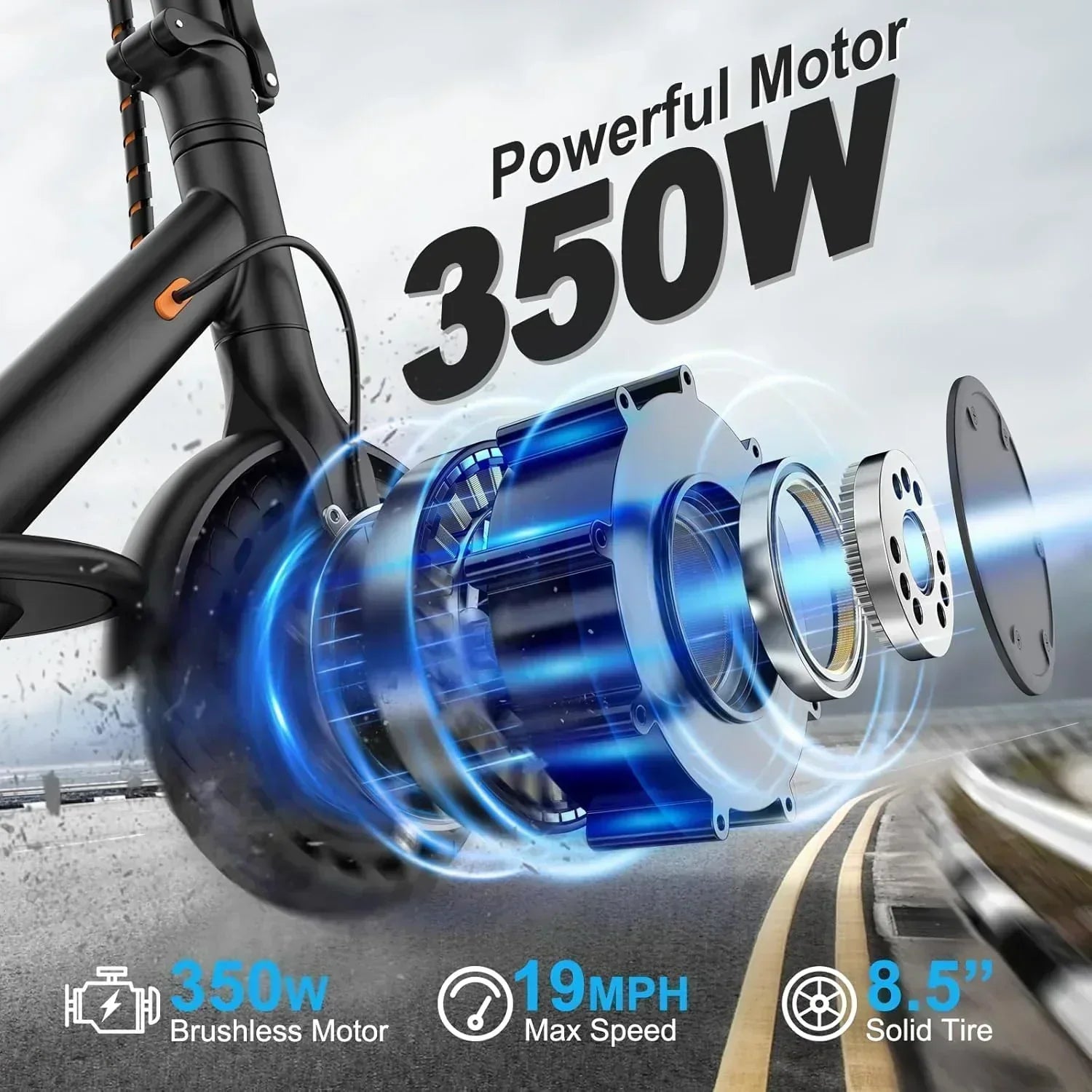 Volpam electric scooter Powerful electric motor Solid tires 28/21/12 mile range